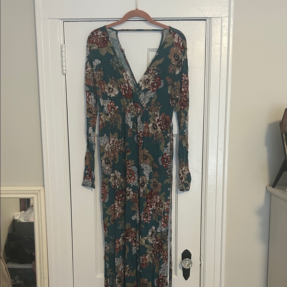 Floral Long Sleeve Maxi Maternity Dress